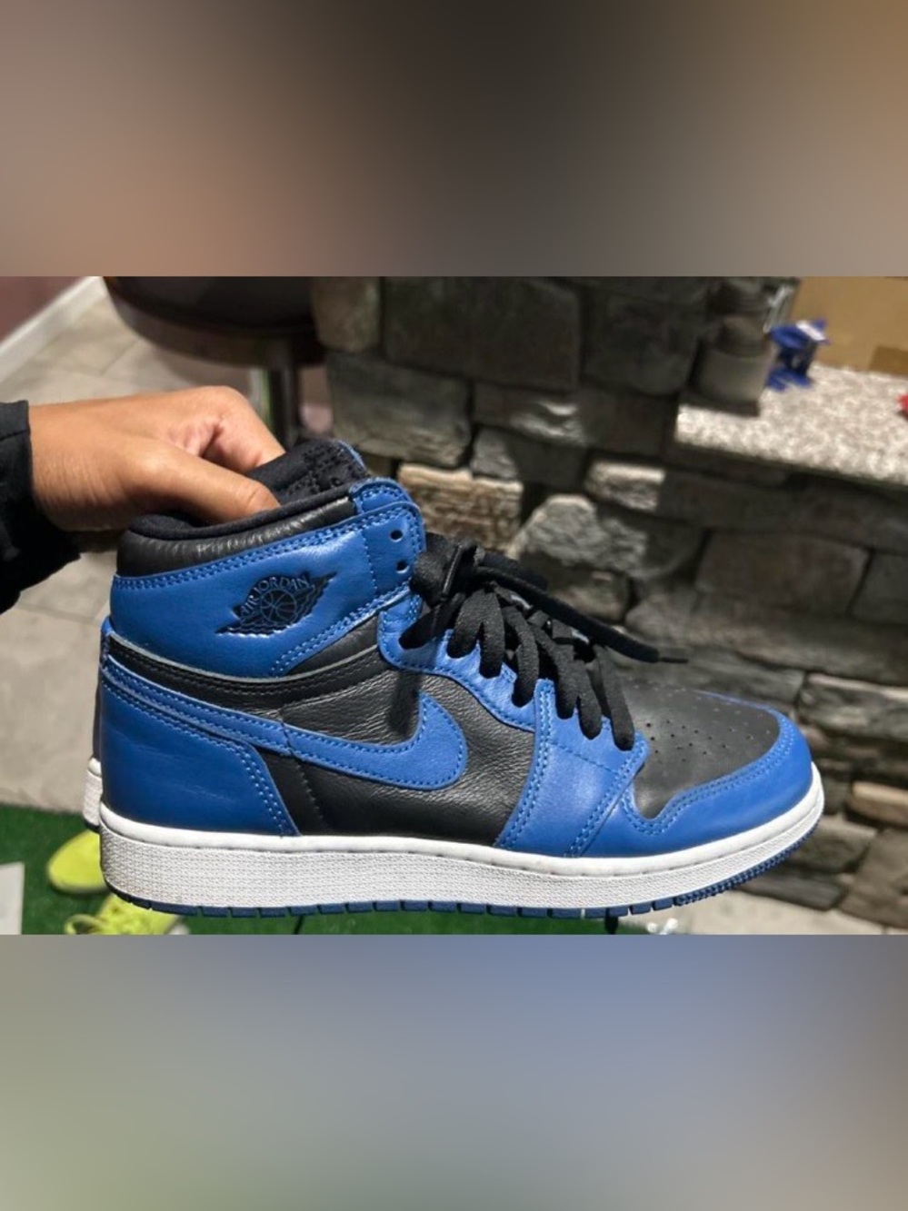 Jordan Men's High-Top Sneaker in Black and Blue